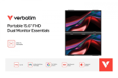 VERBATIM Monitor dotykowy DUAL Essentialis 2x 15,6  Full HD 60Hz  - GMVE32403PLG - Zdjęcie 5
