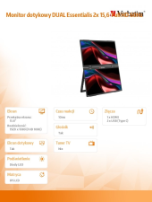 VERBATIM Monitor dotykowy DUAL Essentialis 2x 15,6  Full HD 60Hz  - GMVE32403PLG - Zdjęcie 8