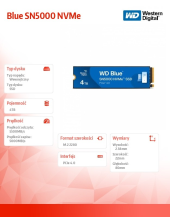 WD Dysk SSD Blue 4 TB M.2 2280 SN5000 NVMe PCIE4.0 - WDS400T4B0E - Zdjęcie 3