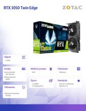 ZOTAC Karta graficzna RTX 3050 Twin Edge 8GB GDDR6 128bit 3DP/HDMI  - ZT-A30500E-10M - Zdjęcie 9