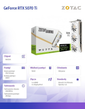 ZOTAC Karta graficzna GeForce RTX 5070 Ti SOLID CORE OC 16GB GDDR7 256bit 3DP/HDMI biała - ZT-B50710Q2-10P - Zdjęcie 2