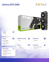 ZOTAC Karta graficzna GeForce RTX 5080 SOLID CORE OC 16GB GDDR7 256bit 3DP/HDMI - ZT-B50800J2-10P - Zdjęcie 2