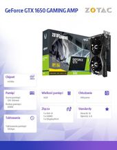 ZOTAC Karta graficzna GeForce GTX 1650 GAMING AMP GDDR6 128bit HDMI/DP/DVI - ZT-T16520D-10L - Zdjęcie 2