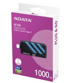 ADATA Dysk SSD External SC735 1TB U3.2C 1000/1000MB/s Blue 
