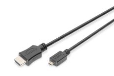DIGITUS Kabel połączeniowy HDMI HighSpeed z Ethernetem 4K 60Hz UHD Typ HDMI A/HDMI D M/M 1m Czarny 