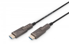 DIGITUS Kabel hybrydowy AOC HDMI 2.0 Premium High Speed Ethernet 4K60Hz UHD HDMI D/A HDMI D/A M/M z odłączanym wtykiem, 15m, Czarny