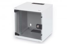 DIGITUS Szafa wisząca jednosekcyjna 10 cali 6U 330x312x300mm, drzwi szklane (RAL7035), zmontowana Szara 