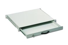 DIGITUS Zamykana półka 19" 1U na klawiaturę do szaf sieciowych i serwerowych, RAL 7035, jasno-szara