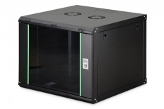 DIGITUS Szafa sieciowa wisząca Dynamic 19" 9U rack 474x600x600mm, drzwi szyba, czarna, niezłożona, 60kg