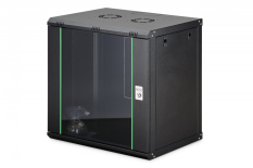 DIGITUS Szafa sieciowa wisząca Dynamic 19" 12U rack 607x600x450mm, drzwi szyba, czarna, niezłożona, 60kg