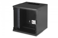 DIGITUS Szafa sieciowa wisząca 10" 6U, SOHO PRO 324 x 316 x 298 mm, nośność 60kg, drzwi szyba, niezłożona, Czarna