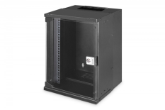 DIGITUS Szafa sieciowa wisząca 10" 9U, SOHO PRO 457 x 316 x 298 mm, nośność 60kg, drzwi szyba, niezłożona, Czarna