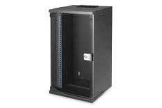 DIGITUS Szafa sieciowa wisząca 10" 12U, SOHO PRO 595 x 315 x 300 mm, nośność 60kg, drzwi szyba, niezłożona, Czarna