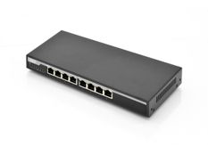DIGITUS Switch Gigabit Desktop 8-portowy, 8x10/100/1000Mbps PoE+ af/at 135W, Metalowa obudowa