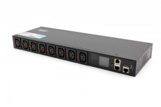 DIGITUS Listwa zasilająca SMART PDU 1U, gniazdo zasilające IEC320 C20 16A/250V, gniazda 8x C13, 16A