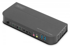 DIGITUS Przełącznik KVM 2 portowy, 2x HDMI IN, 1x HDMI OUT, 2x USB A, 1x Audio, 4K x 2K 60Hz, IN&OUT