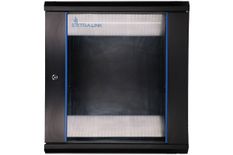 EXTRALINK Szafka wisząca rack 12U 600x600 czarna szklane drzwi 