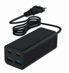 GEMBIRD Ładowarka uniwersalna 100W GaN 2xUSB-A 2xUSB-C szybkie ładowanie czarna 