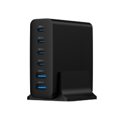 GEMBIRD Ładowarka uniwersalna 75W GaN 2xUSB-A 4xUSB-C szybkie ładowanie czarna 