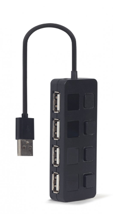 GEMBIRD HUB USB 2.0 4-portowy z przełącznikami, czarny 