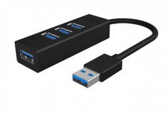 ICYBOX Hub IB-HUB1419-U3 USB 3.0 na 4-Port Type-A, Aluminium,      czarny, Kabel 15cm 