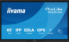 IIYAMA Monitor 65 cali TE6515A-B1AG IPS,4K,40pkt,550cd,DeepContrast-IR+,    HDMI x2,DP,USB-C, 2 x 20W, OPS Slot x1, 5xUSB, 2xRJ45,8-Array,EDLA, WiFi,PiP, iiW