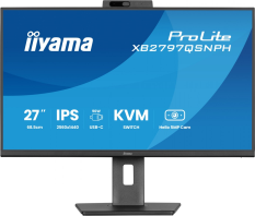 IIYAMA Monitor 27 cali Prolite XB2797QSNPH-B1,IPS,QHD,CAM,MIC,HDMI, DP, 4xUSB,75Hz, USB-C DOCK  96W, RJ45,KVM, 2x2W, 5MP WINDOWS HELLO, HAS 150,  350CD, 1ms 