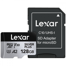 LEXAR Karta pamiÄci microSD 128GB C10 A2 U3 V30 205/150MB/s Silver Plus
