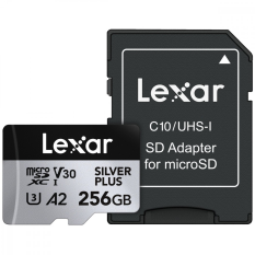 LEXAR Karta pamiÄci microSD 256GB C10 A2 U3 V30 205/150MB/s Silver Plus