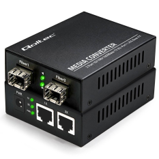 QOLTEC Dwukierunkowy media konwerter SWITCH Ethernet 2xRJ45 2xSFP |     1000Mb/s | 5V 