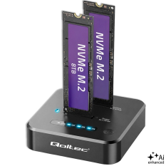 QOLTEC Stacja dokująca dysków SSD M.2 NVMe | PCIe | DUAL 2x8TB | USB-C  3.2 | 10Gb/s 