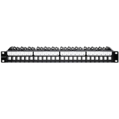 QOLTEC Patch panel do szaf RACK 19" | 24 porty | 1U | UTP | Czarny 