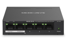 TP-LINK Przełącznik Mercusys 5-Port Gigabit Desktop Switch with 4-Port PoE+          PORT: 4× Gigabit PoE+ Ports, 1× Gigabit Non-PoE Port